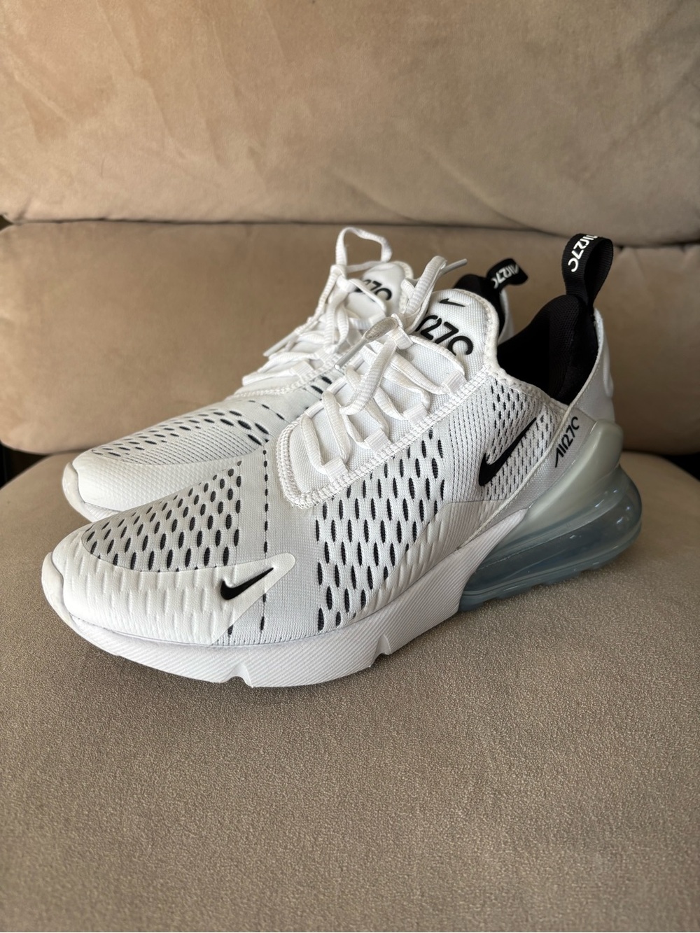 Nike White/Black Air Max 270 Running Sneakers